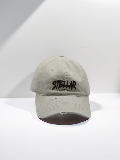 Casquette Vintage Beige Délavée STELLAR, Dad Hat Distressed, Casquette Ajustable Style Streetwear