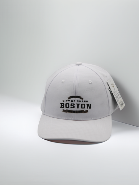 Casquette Blanche Boston, Dad Hat Moderne, Casquette Ajustable Style Streetwear, Baseball Cap Élégante